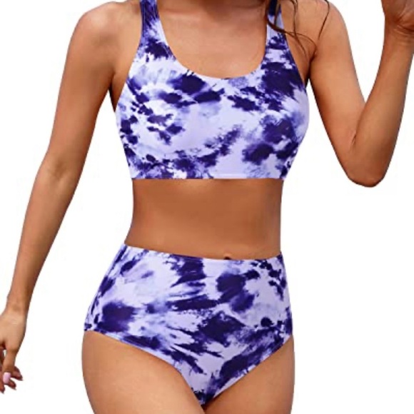Purple Tie-Dye High-Waisted Bikini Set
- Size S summer beach resort wear - Picture 3 of 5